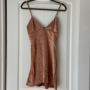 RESA Satin Mini Dress in Warm Copper